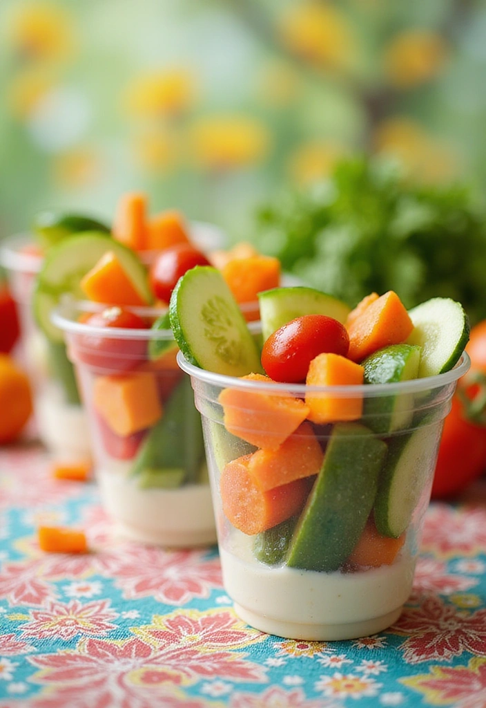 14 Adorable Spring Themed Snacks for Kids That Will Brighten Up Their Day! - 4. Colorful Veggie Cups