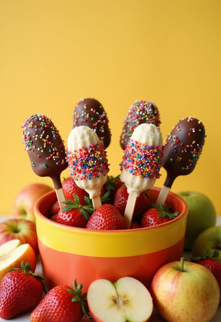 14 Adorable Spring Themed Snacks for Kids That Will Brighten Up Their Day! - 10. Chocolate-Dipped Fruit Pops