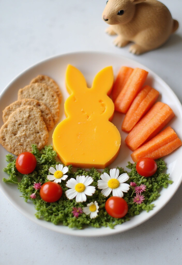 14 Adorable Spring Themed Snacks for Kids That Will Brighten Up Their Day! - 3. Bunny-Shaped Cheese and Crackers